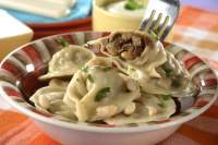 Постные вареники с грибами и фасолью
